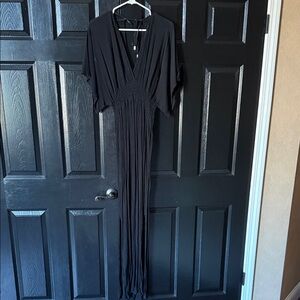 Love Stitch Black V-Neck Smocked-Waist Maxi Dress